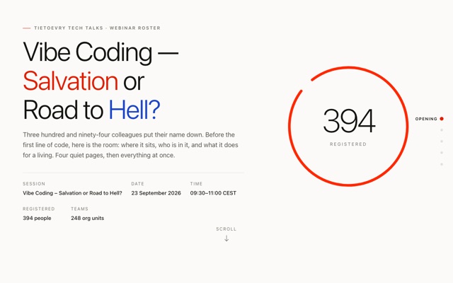 Who signed up — 394 registered inside a red brush-stroke ring